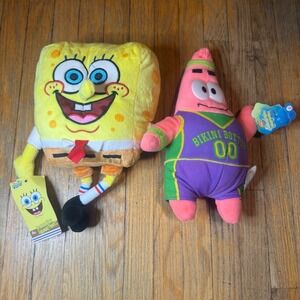 SpongeBob SquarePants & Patrick Star Plush Set Nanco Basketball Jersey New Tags